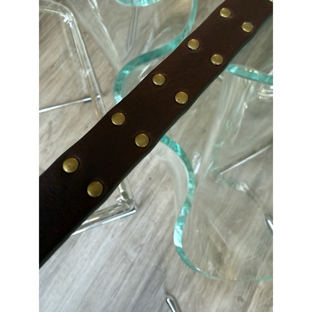 Coach Leather Dog Pet Collar Studded Brown Brass Rivets Size S 4354 - Picture 4 of 6